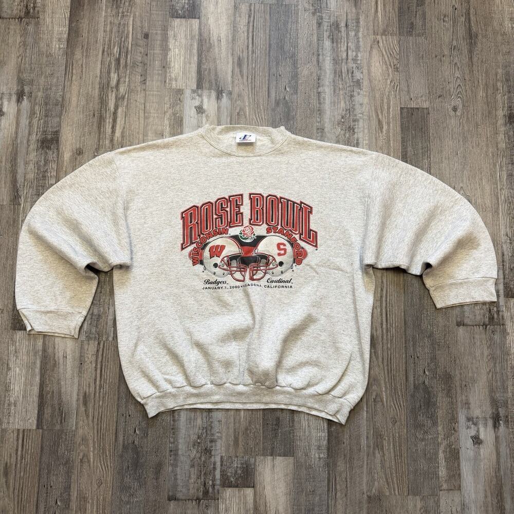 Vintage 2000 Rose Bowl Pullover Crewneck Sweatshirt NCAA Football Gray Sweater